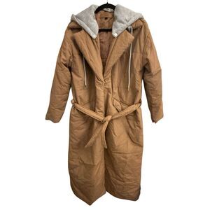 NWOT Blank NYC Full Length Puffer Coat With Removable Hood Sz XS belted